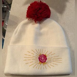 *** NWOT *** Jim Beam Bourbon Liquor Red/Beige Holiday Cap Hat Beanie Winter